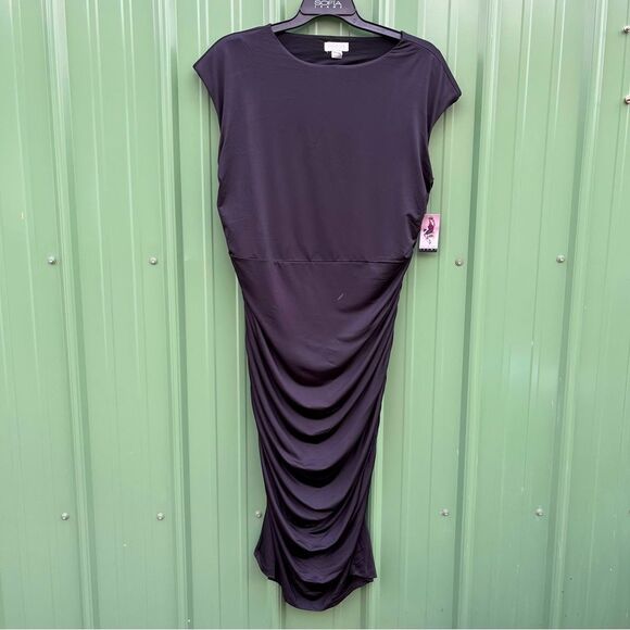 Women's Plus Black Sleeveless Open Back Midi Dress, Below Knee Length, Size XXXL - Picture 5 of 10